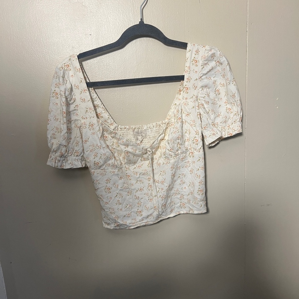 Urban Outfitters Cream Floral Blouse